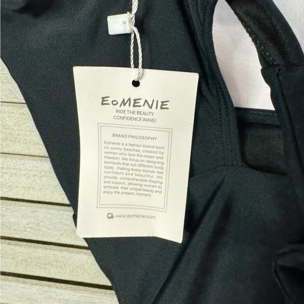 Eomenie Black One Piece Swimsuit Tummy Control Push Up Bathing Suit NWT M